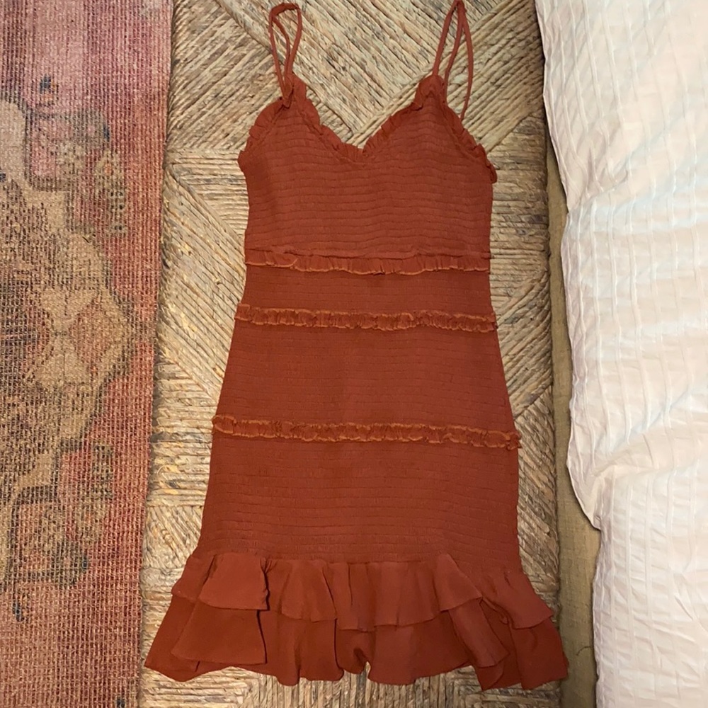 Rouched dress in burnt orange (small)